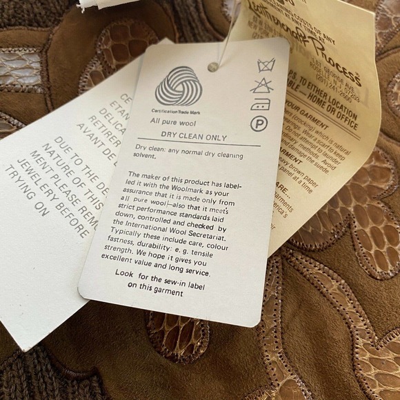 Vintage Semplice Sport Pure Wool Suede/leather Trimming Sweater Size Large - Picture 7 of 9